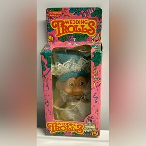 Toys N Things Wedding Trolls Vintage Bride NIB Wedding Dress Blue Hair